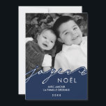Cartes Pour Fêtes Annuelles Blue Joyeux Noël Photo<br><div class="desc">Personalize these modern and unique Christmas photo cards with your favorite family pictures and custom message.</div>