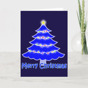 Cartes Pour Fêtes Annuelles Blue Merry Christmas tree