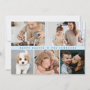 Cartes Pour Fêtes Annuelles Blue Modern Joyeux Pâques Famille Photo Collage