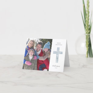 Cartes Pour Fêtes Annuelles Blue Modern Religious Cross Christmas