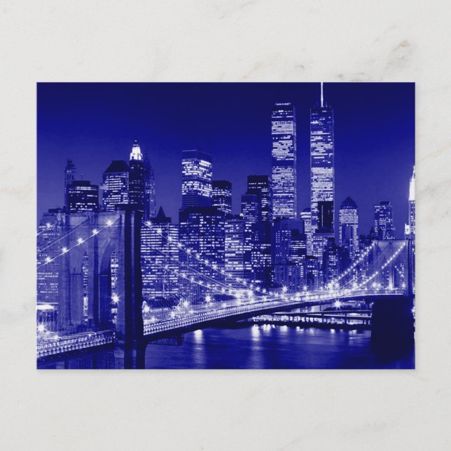 Cartes Pour Fêtes Annuelles Blue New York City Night (Devant)