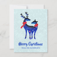 Blue Nordic Christmas Reindeer Pair