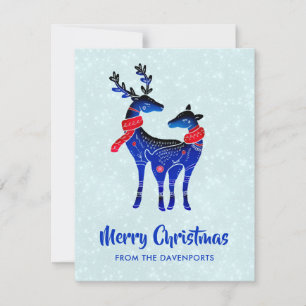 Cartes Pour Fêtes Annuelles Blue Nordic Christmas Reindeer Pair