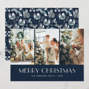 Cartes Pour Fêtes Annuelles Blue Nordic Fox Photo Collage Joyeux Noël