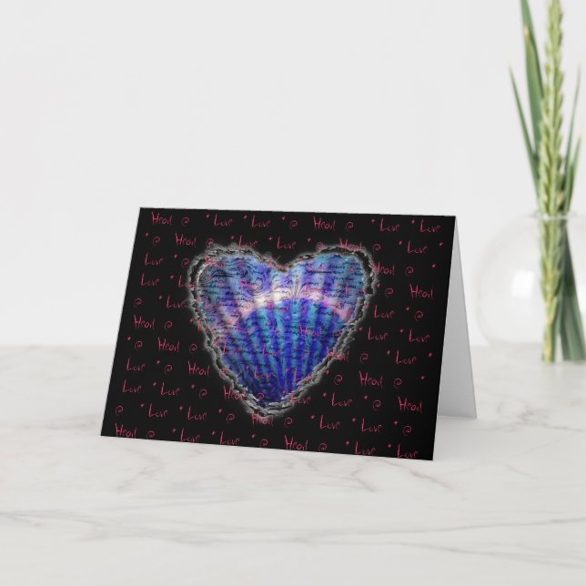 Cartes Pour Fêtes Annuelles Blue Seashell Heart Valentine Love Romance Card (Devant)