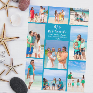 Cartes Pour Fêtes Annuelles Blue Seaside Family Photo Collage Beach Noël