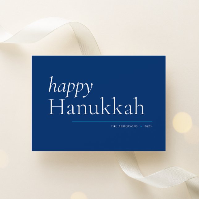 Cartes Pour Fêtes Annuelles Blue Simple Serif Happy Hanoukka (Créateur téléchargé)