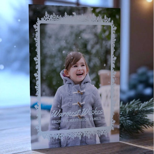 Cartes Pour Fêtes Annuelles Blue Snowflake Cadre de vacances Photo (Blue Snowflake Frame Holiday Photo Card)