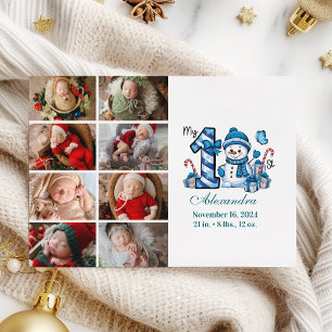 Cartes Pour Fêtes Annuelles Blue Snowman 8 Photo Premier Noël