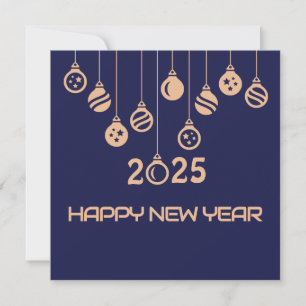 Cartes Pour Fêtes Annuelles Blue Square wish card New Year with Christmas ball