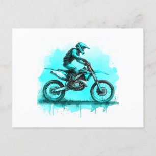 Cartes Pour Fêtes Annuelles Blue Water Color Dirt Vélo