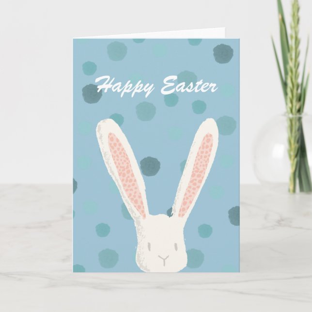 Cartes Pour Fêtes Annuelles Blue Watercolor Easter Bunny (Devant)