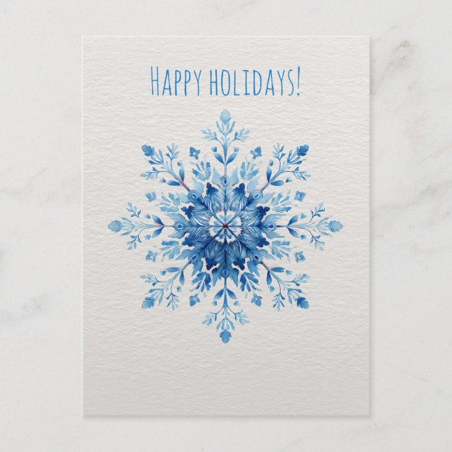 Cartes Pour Fêtes Annuelles Blue watercolor snowflake, Christmas  (Devant)