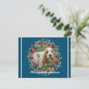 Cartes Pour Fêtes Annuelles Blue White Noël Votre photo Modern Holiday