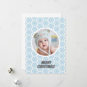 Cartes Pour Fêtes Annuelles Blue Winter Snowflakes Christmas Flat Holiday Card