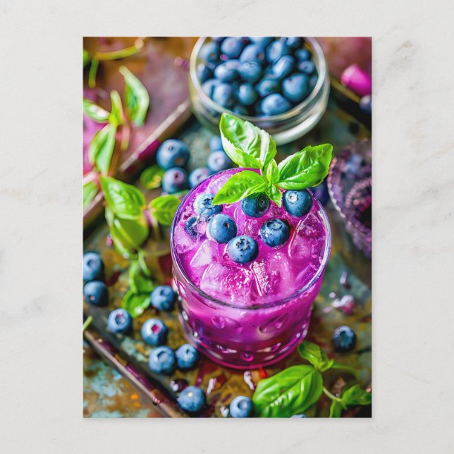 Cartes Pour Fêtes Annuelles Blueberry Mojito - Cocktail d'été (Devant)