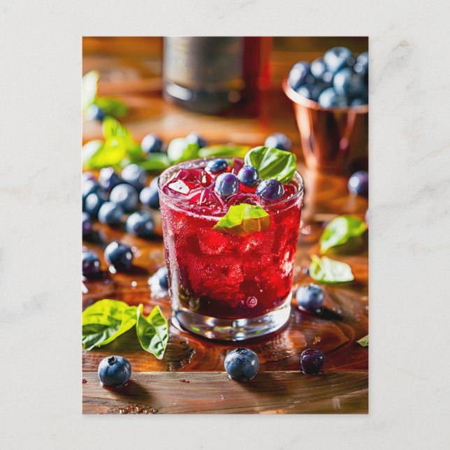 Cartes Pour Fêtes Annuelles Blueberry Mojito - Cocktail d'été (Devant)