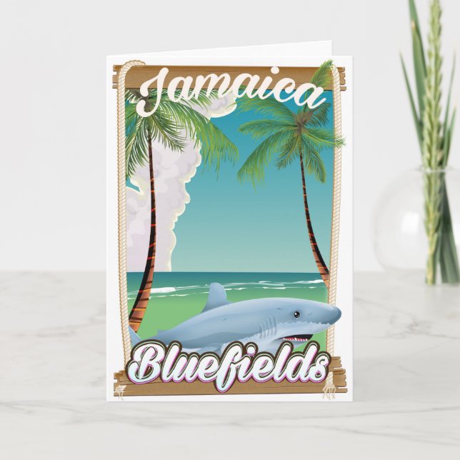 Cartes Pour Fêtes Annuelles Bluefields, affiche de vacances à la plage en Jama (Devant)