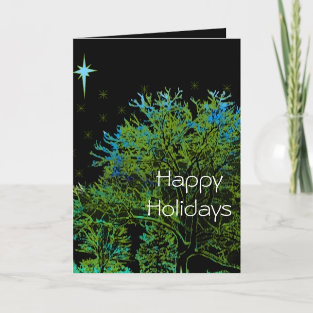 Cartes Pour Fêtes Annuelles Blues de l'arbre (Devant)