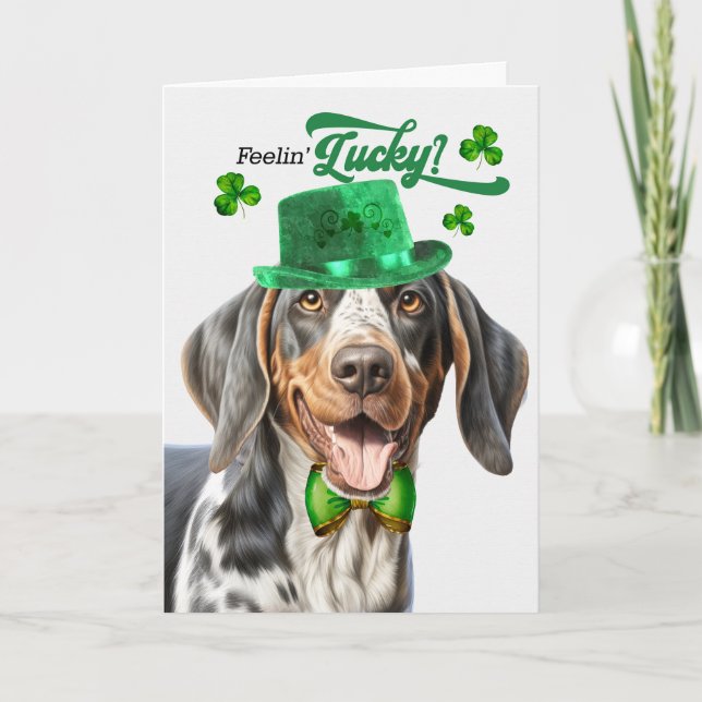 Cartes Pour Fêtes Annuelles Bluetick Coonhound Dog Lucky St Patrick's Day (Devant)