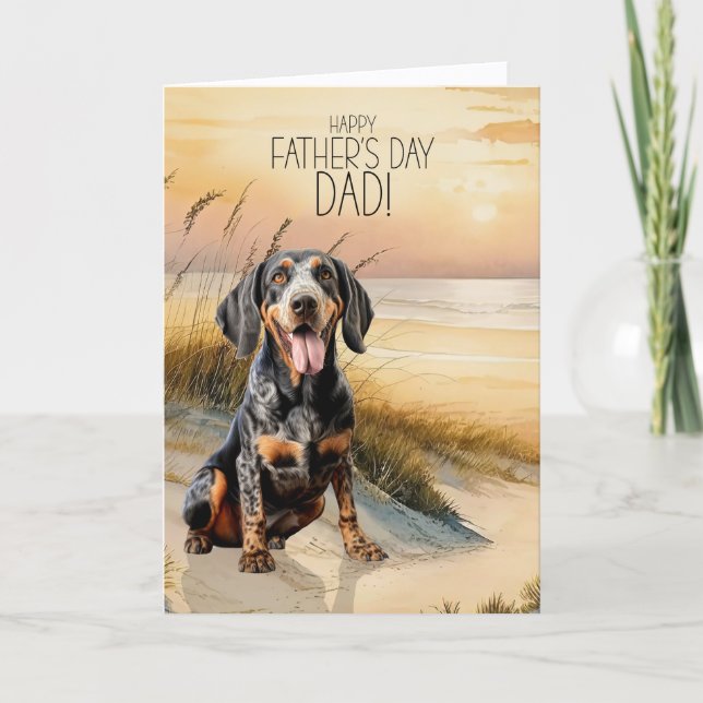 Cartes Pour Fêtes Annuelles Bluetick Coonhound Dog Sunset Beach Father's Day (Devant)