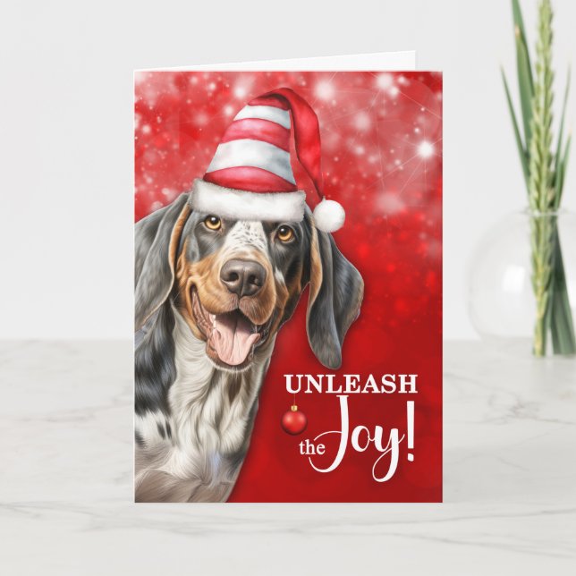 Cartes Pour Fêtes Annuelles Bluetick Coonhound Dog Unleash la joie Noël (Devant)