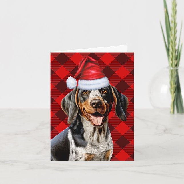 Cartes Pour Fêtes Annuelles Bluetick Coonhound Red Buffalo Plaid Christmas (Devant)
