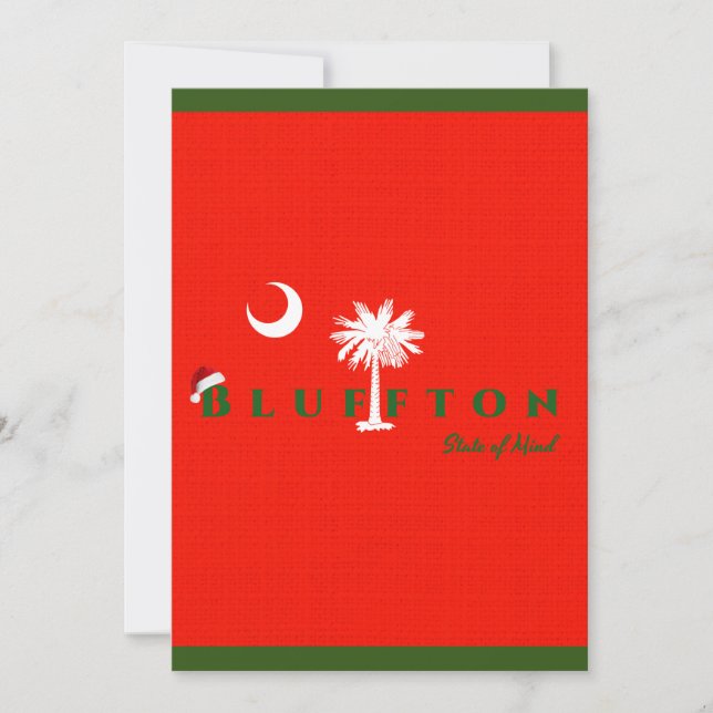 Cartes Pour Fêtes Annuelles Bluffton État d'esprit Noël Rouge Vert (Devant)