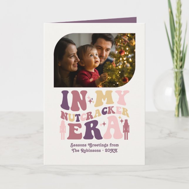 Cartes Pour Fêtes Annuelles Blush and Berry Fun Retro Christmas Photos (Devant)