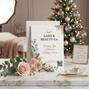 Cartes Pour Fêtes Annuelles Blush Botanique Or Lash Tech Studio de Noël