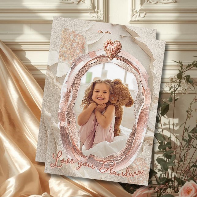 Cartes Pour Fêtes Annuelles Blush Heirloom Heart Photo Frame Loving Keepsake (Créateur téléchargé)