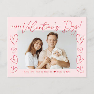 Cartes Pour Fêtes Annuelles Blush moderne et script rouge Saint Valentin photo