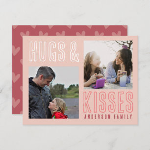 Cartes Pour Fêtes Annuelles Blush Pink Hueries et Baisers 2 Photo de famille V