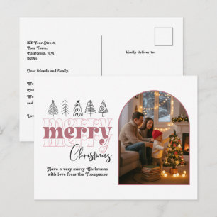 Cartes Pour Fêtes Annuelles Blush & Rose Gold Cosy Arch Photo Joyeux Noël