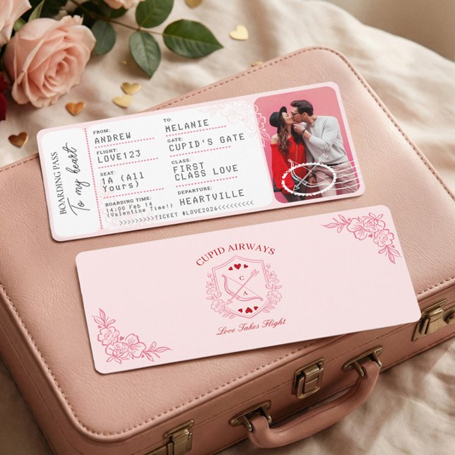Cartes Pour Fêtes Annuelles Boarding Pass To Love Plane Ticket Valentine's Day (Boarding Pass To Love Plane Ticket Valentine's Day Holiday Card)