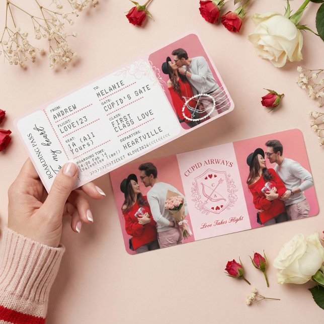 Cartes Pour Fêtes Annuelles Boarding Pass To Love Plane Ticket Valentine's Day (Boarding Pass To Love Plane Ticket Valentine's Day Holiday Card)