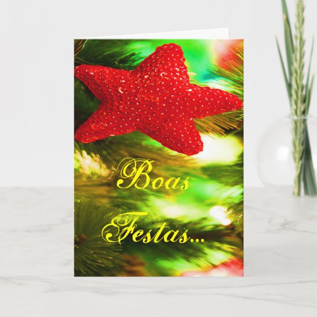 Cartes Pour Fêtes Annuelles Boas Festas e um feliz Ano Novo Red Star III (Devant)