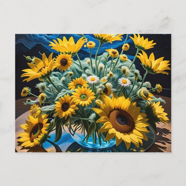 Cartes Pour Fêtes Annuelles Bodegón Flores y Noche 1 - 001 (Devant)