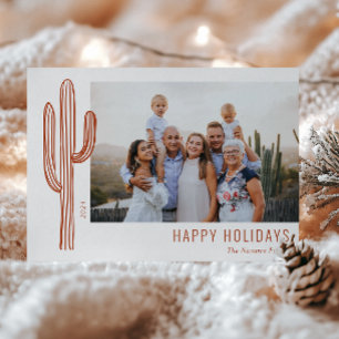 Cartes Pour Fêtes Annuelles Bohemian Desert Cactus Family Photo Holiday Card