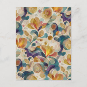 Cartes Pour Fêtes Annuelles Boho Abstrait Aquarelle Floral Tourbillon Or Sarce