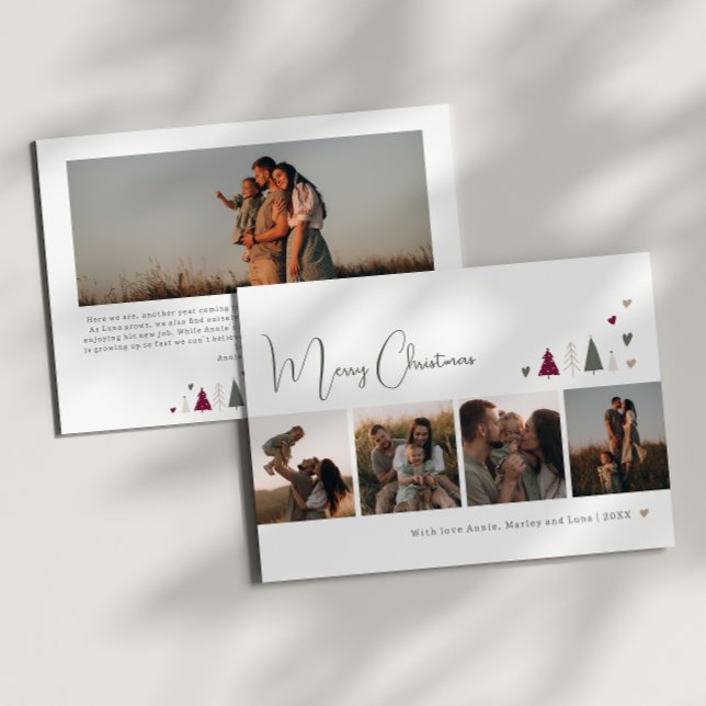 Cartes Pour Fêtes Annuelles Boho Arc en ciel et Coeurs Joyeux Noël Cinq photos (Créateur téléchargé)