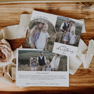 Cartes Pour Fêtes Annuelles Boho Arch moderne 3 Photos de famille Noël Nouvell