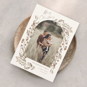 Cartes Pour Fêtes Annuelles Boho Arche de Fleur Sauvage Photo Noël