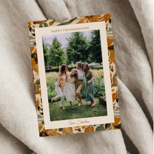Cartes Pour Fêtes Annuelles Boho Automne Terracotta Floral Photo Friendsgiving