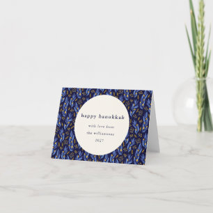Cartes Pour Fêtes Annuelles Boho bleu moderne Hanoukka Botanique personnalisé 