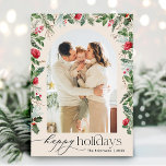 Cartes Pour Fêtes Annuelles Boho Botanical Arch Joyeuses Vacances 1 Photo<br><div class="desc">Cette collection présente des fleurs rouges aquarelles,  des baies et de la verdure hivernale avec une typographie moderne et élégante,  avec un motif botanique d'hiver.</div>