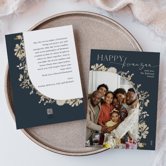 Cartes Pour Fêtes Annuelles Boho Botanical Happy Kwanzaa Photo (Créateur téléchargé)