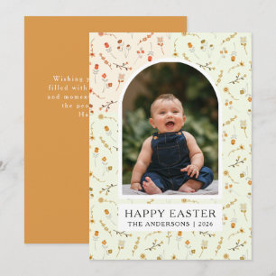 Cartes Pour Fêtes Annuelles Boho Butter Floral Prairie de Pâques Photo de Fami