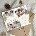 Cartes Pour Fêtes Annuelles Boho Chic Christmas 3 Photo Collage Pine Trees<br><div class="desc">Accueillez vos amis et vos proches pour des vacances de paix, de joie et de bonheur avec cette carte de voeux de Noël boho moderne et élégante qui présente trois belles photos de votre famille dans un collage insolite orné de pins aquarellés à la main. (Les photos de placement sont...</div>