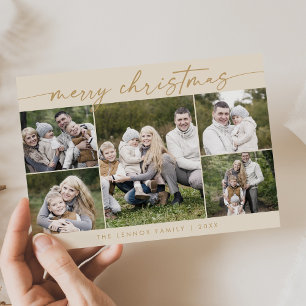 Cartes Pour Fêtes Annuelles Boho Chic Cream Gold Photo Boho Joyeux Noël